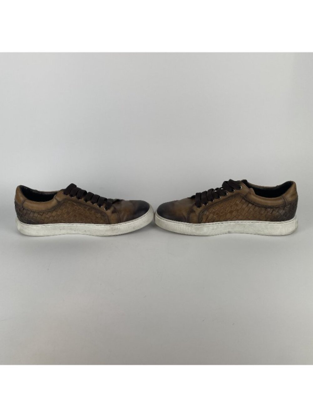 Martin Dingman Luxe Calfskin Leather Sneakers – Men’s 8.5M Brown Woven Style - Picture 4 of 6